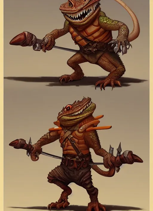 Image similar to a lizard warrior by cory loftis and justin gerard, trending on artstation