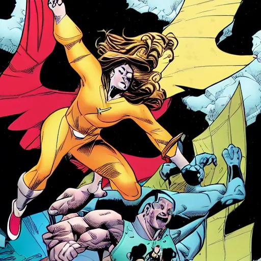 Image similar to Invincible (Image Comics) flying in an heroic pose