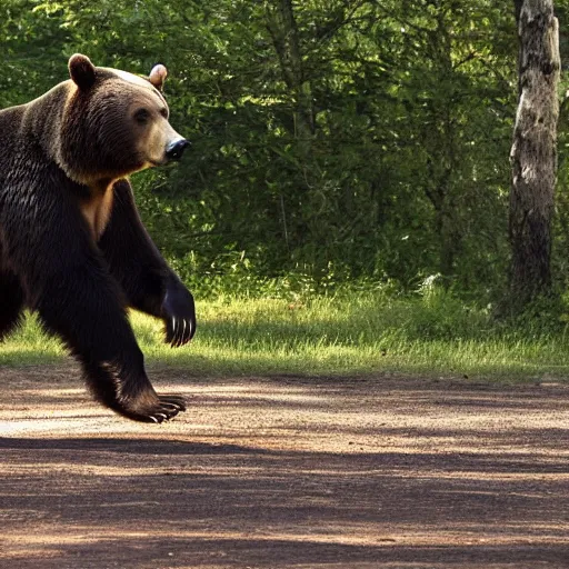 Image similar to a bear entering in picnic are, people are panicking and running