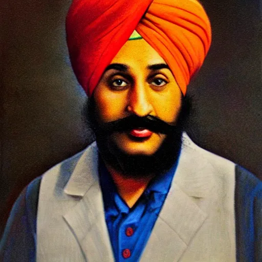 Prompt: sikh einstein portrait