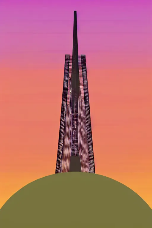 Image similar to minimalist boho style art of berlin television tower at sunrise, illustration, vector art