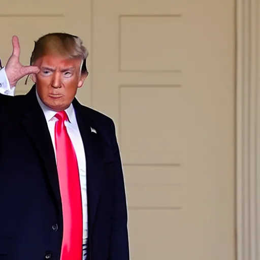 Image similar to donald trump doing the korean finger heart