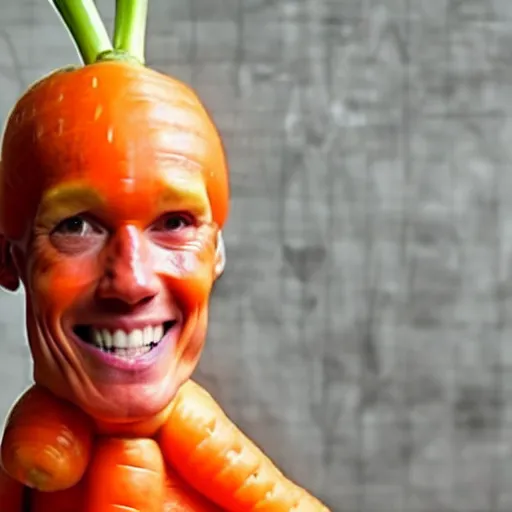 Image similar to photo of a human carrot!!!!!! with a face of arnold schwarzenegger