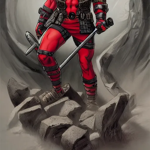 Prompt: a Viking Deadpool, detailed, realistic, dramatic, smooth,