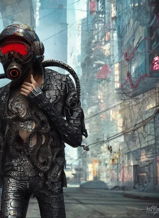 Prompt: hyperrealism, detailed textures, photorealistic 3 d cyberpunk octopus in apocalyptic city, futuristic clothing and helmet, ultra realistic, cinematic, intricate, cinematic light, unreal engine 8 k