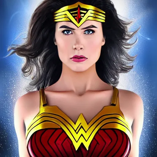 Image similar to face protrait of wonder woman, realistic, ultrahd,