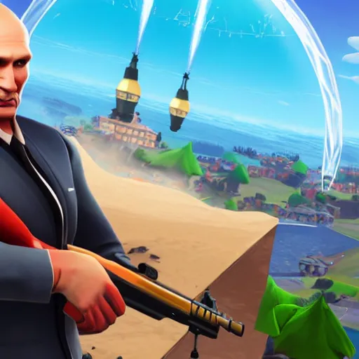 Image similar to vladimir putin as fortnite character, gameplay screenshot