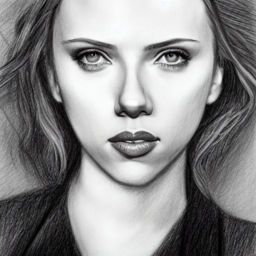 Prompt: Scarlett johansson portrait, pencil sketch, concept art