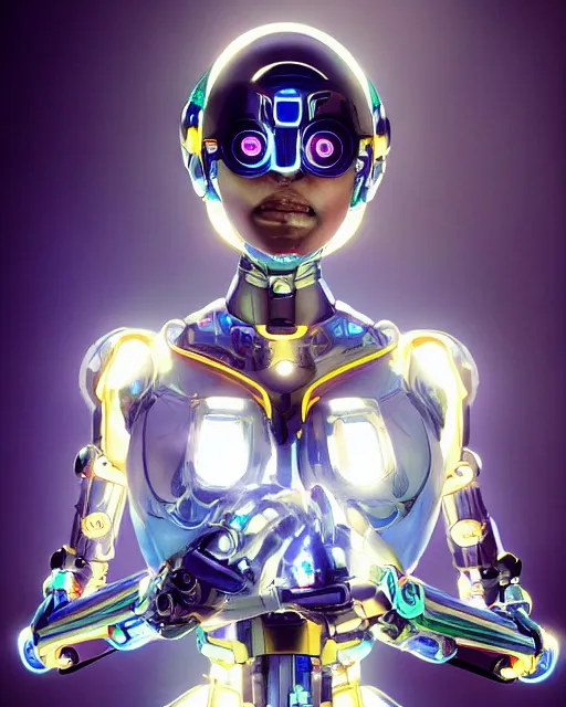 Prompt: girl with bright solarpunk mecha humanoid robotic parts with led lights, pudica pose gesture, by bouguereau, ultra - realistic and intricate, hdr 8 k