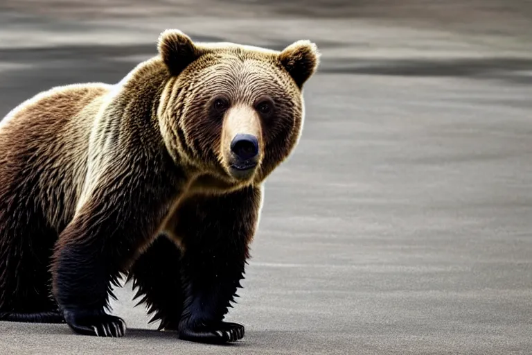 Prompt: literal grizzly bears screaming on the floor of the NYSE as the markets rally to all-time-highs, high definition color photograph