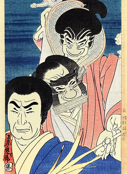 Prompt: peter falk's detective columbo as a yokai illustrated by kawanabe kyosai and toriyama sekien
