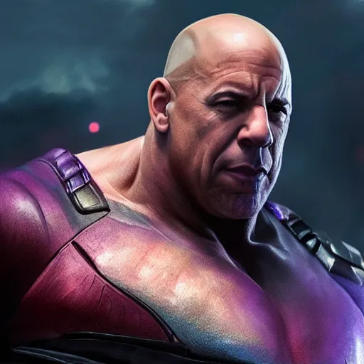 Prompt: vin diesel as thanos, 8k, realistic digital art, artstation, cinematic