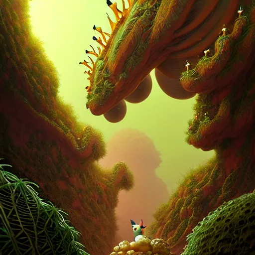 Image similar to ( pokemon ) creature creature in a desert lush oasis, warm tones, bioluminescent bioluminescent translucent translucent : : by michal karcz, daniel merriam, victo ngai and guillermo del toro : : ornate, dynamic, particulate, intricate, elegant, highly detailed, centered, artstation, smooth, sharp focus, octane render, 3 d