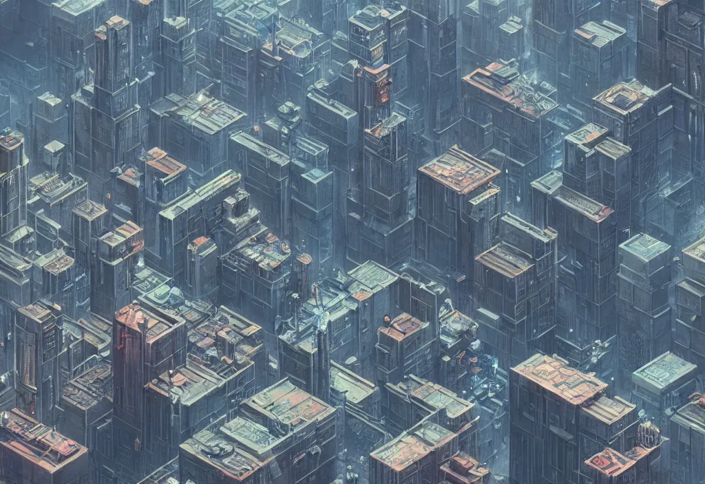 Prompt: a cyberpunk cityscape in isometric style, by Beksinski 4k, deviantart, trending on artstation