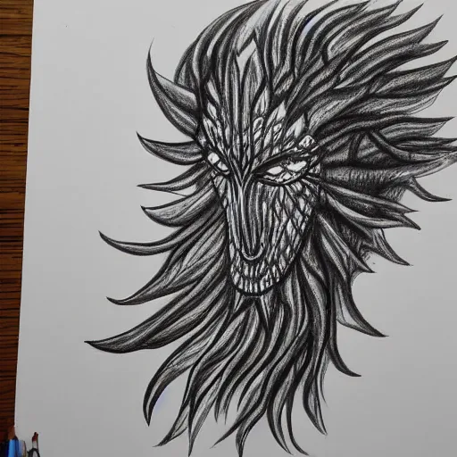 Image similar to a hand drawn pencil sketch of a cosmic monster black and white illustration