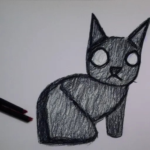 Image similar to crayon drawing of a cat bleeding out, drawn by a 6 year old