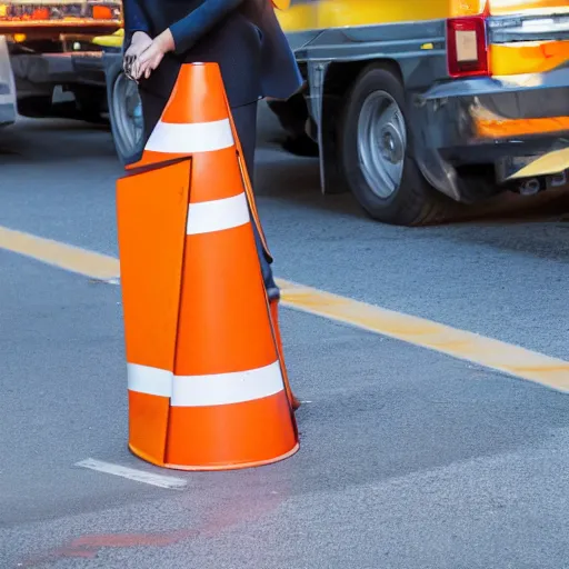 Prompt: margot robbie stealing a traffic cone, 4 k