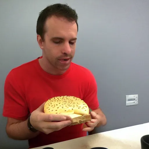 Image similar to Mike from breacking bad eating a cheese burger