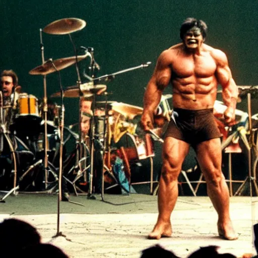 Image similar to hulk performing at woodstock