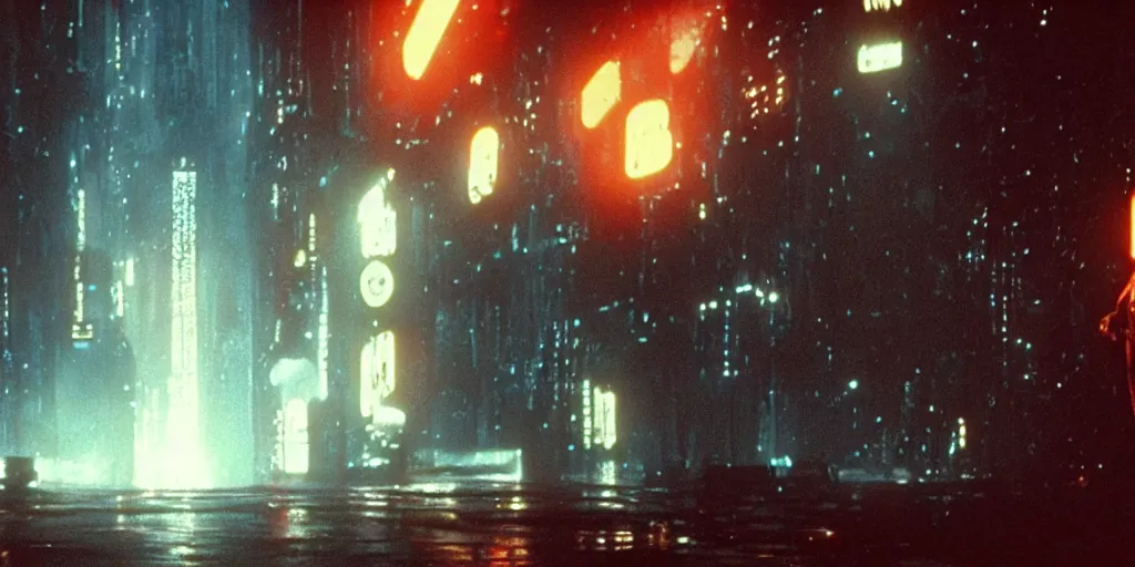 Image similar to i watched c - beams glitter in the dark near the tannhauser gate, blade runner, ridley scott, cyberpunk