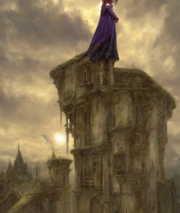 Prompt: Fantasy concept art of a witch girl standing on a palace room by William-Adolphe Bouguerea, highly detailded