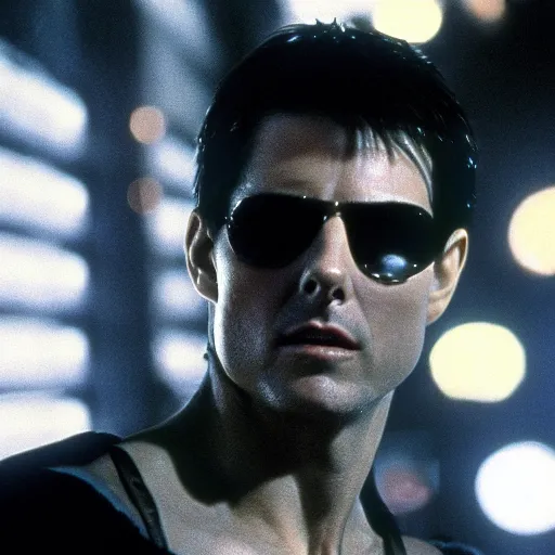 Prompt: tom cruise in blade runner, cinema, movie still