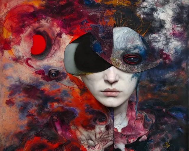 Prompt: eternal eclipse, a brutalist designed, rich deep vivid colours, monia merlo, painted by francis bacon, michal mraz, adrian ghenie, nicola samori, james jean!!! and petra cortright, part by gerhard richter, part by takato yamamoto. 8 k masterpiece.