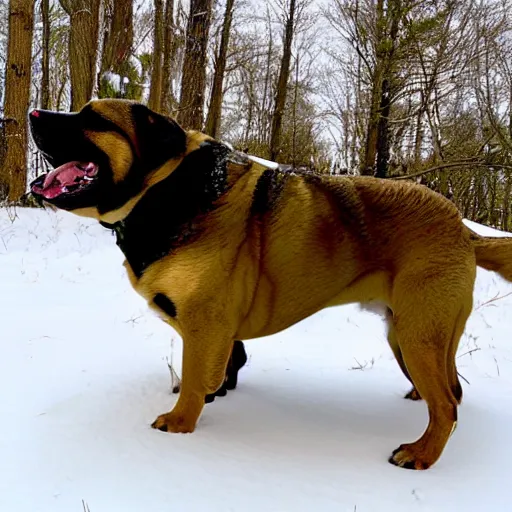 Prompt: fattest dog trail cam