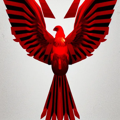 Image similar to 2 dimensional, vector, white eagle icon, red background, cgsociety, artstation, octane render