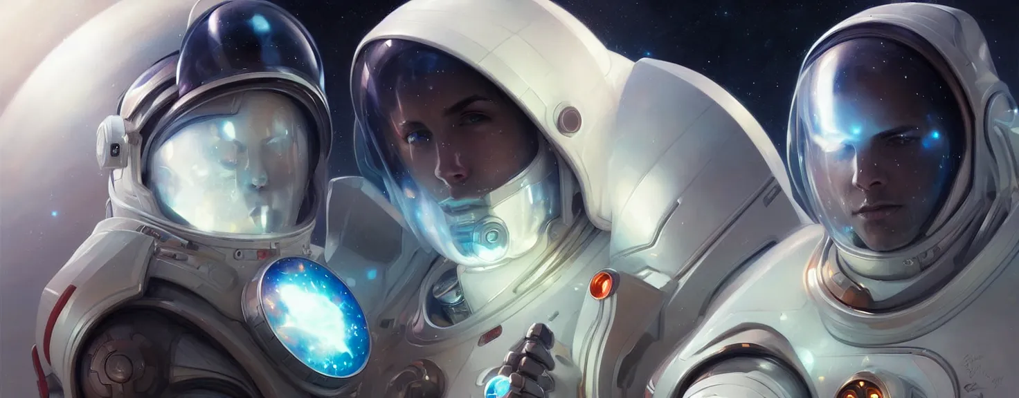 Image similar to Spaceman man futuristic portrait, highly detailed, digital painting, artstation, concept art, smooth, sharp focus, illustration, art by artgerm and greg rutkowski and alphonse mucha