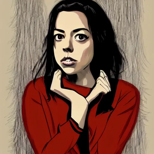 Image similar to young witch aubrey plaza, art by sam yang