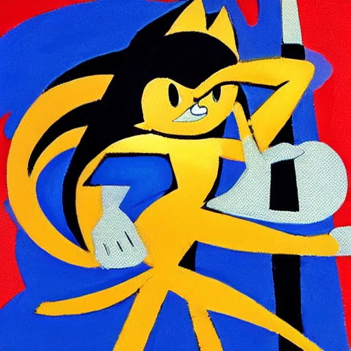 Prompt: by alice bailly, by kara walker robust sonic the hedgehog. a beautiful conceptual art of abstract composition of geometric shapes in various colors.
