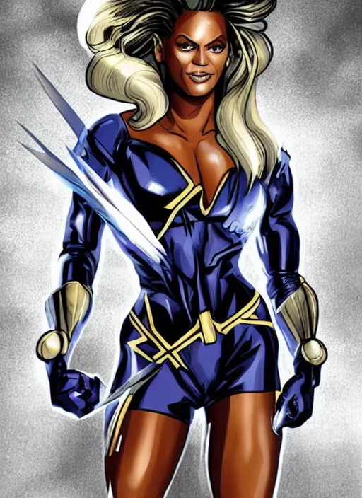 Image similar to Beyonce as Storm from the X-men