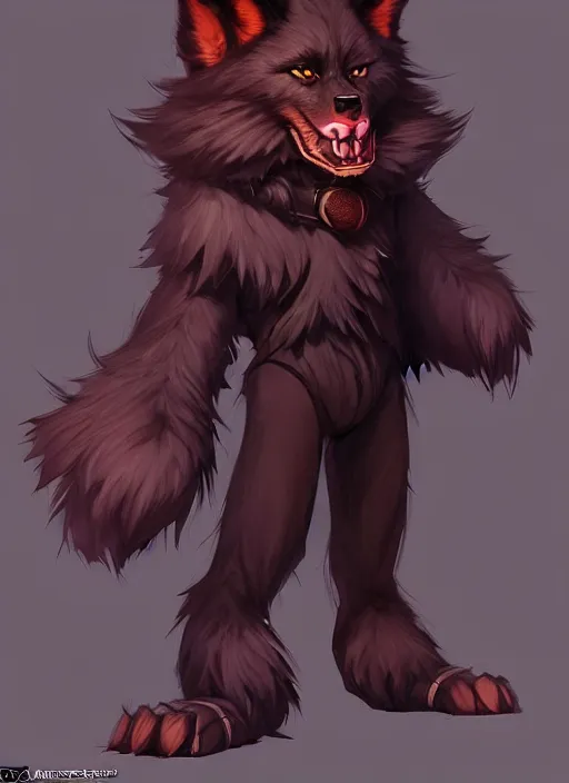 Image similar to character concept art of a black anthropomorphic furry male wolf long red hair | | cute - fine - face, pretty face, key visual, realistic shaded perfect face, fine details by stanley artgerm lau, wlop, rossdraws, james jean, andrei riabovitchev, marc simonetti, and sakimichan, trending on artstation