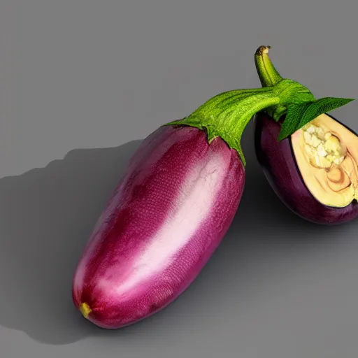 Prompt: isometric 3d render of an eggplant, white background, studio lighting