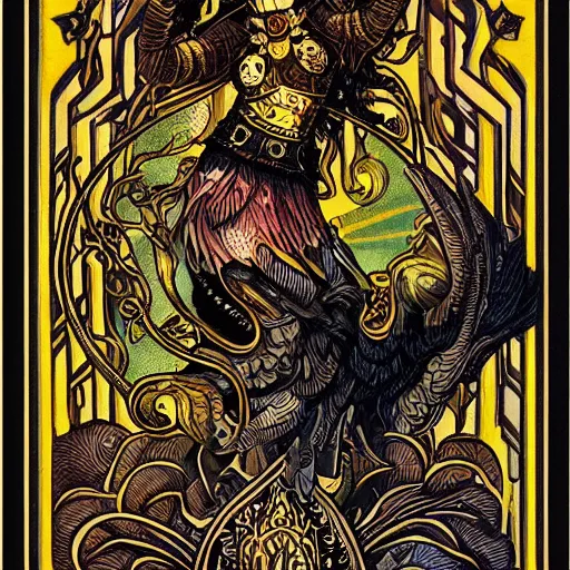 Image similar to ornate intricate tarot cards, trending on artstation