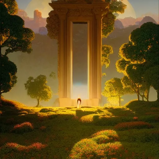 Prompt: a portal to another world glowing with magic. detailed. rule of thirds. intricate. sharp focus. wide angle. unreal engine 8 k. painting by maxfield parrish. wlop. greg rutkowski.