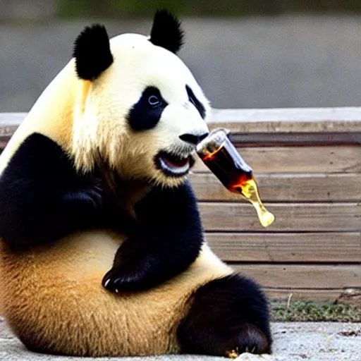 panda drinking coke | Stable Diffusion