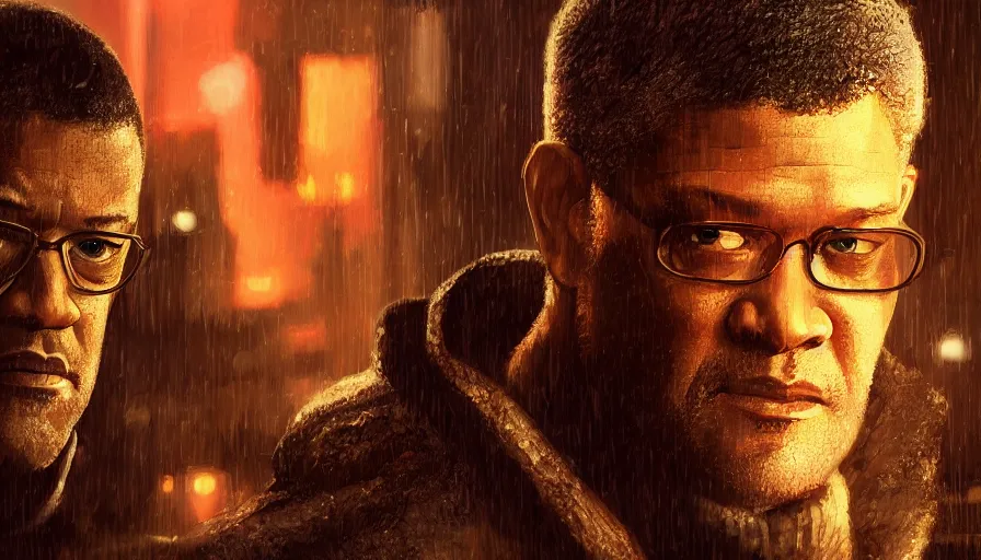 Prompt: Laurence Fishburne is Rick Deckard in Blade Runner, hyperdetailed, artstation, cgsociety, 8k