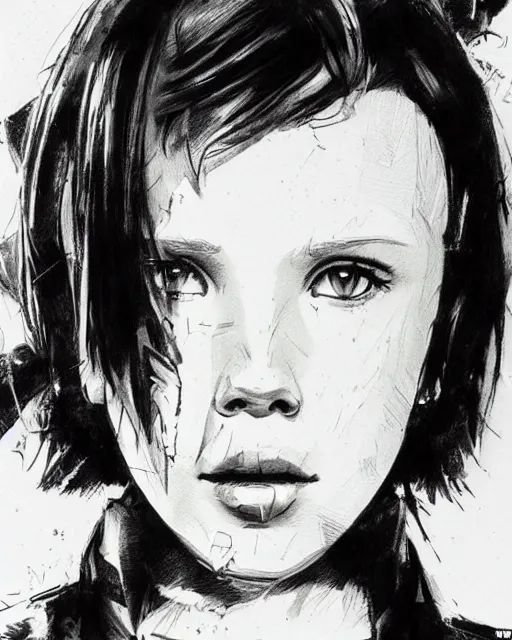 Image similar to pencil sketch of millie bobby brown by yoji shinkawa