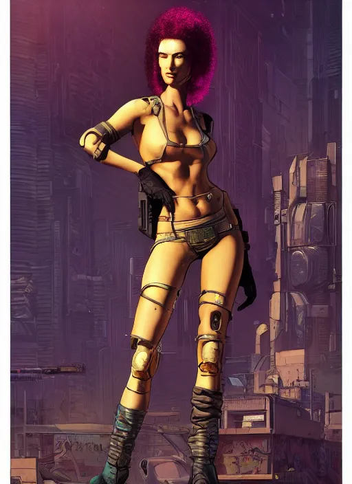 Image similar to cyberpunk mercenary. portrait by stonehouse and mœbius and will eisner and gil elvgren and pixar. realistic proportions. cyberpunk 2 0 7 7 character design, apex, blade runner 2 0 4 9 concept art. cel shading. attractive face. thick lines.