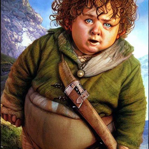 Image similar to chubby valiant hobbit Samwise Gamgee by Mark Brooks, Donato Giancola, Victor Nizovtsev, Scarlett Hooft, Graafland, Chris Moore