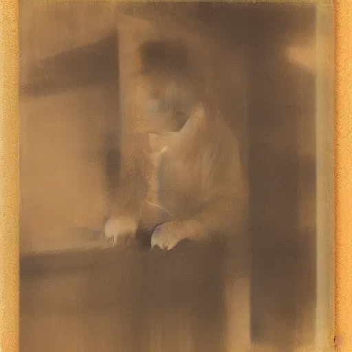 Prompt: An oldman, smoking, in a bar, Chinese Painting, Polaroid, Wide Angle