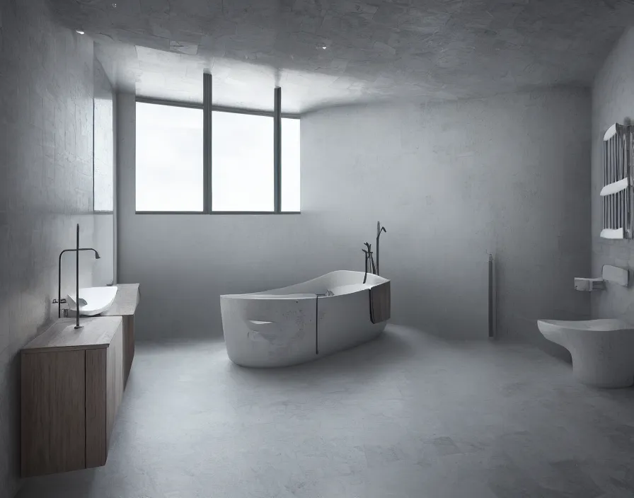 Prompt: bathroom of year 3 5 4 5, hyper realistic, digital art, octane render, unreal engine