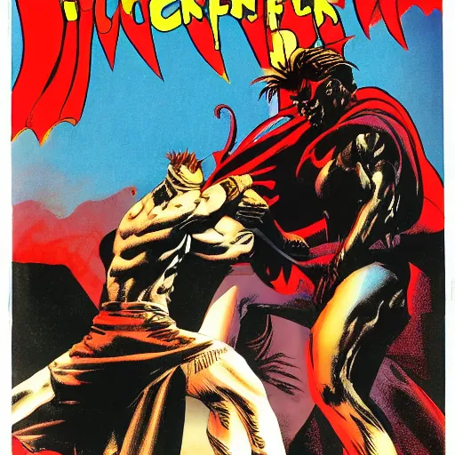 Image similar to lucifer against sandman, comic book, by frank miller, 4 k, 3 d