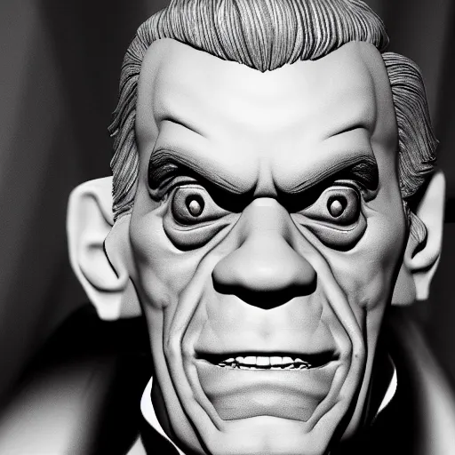 Prompt: hyperrealistic face portrait of frankestein monster actor boris karloff smiling, hyper real, flash photography, hyper detail, unreal engine,