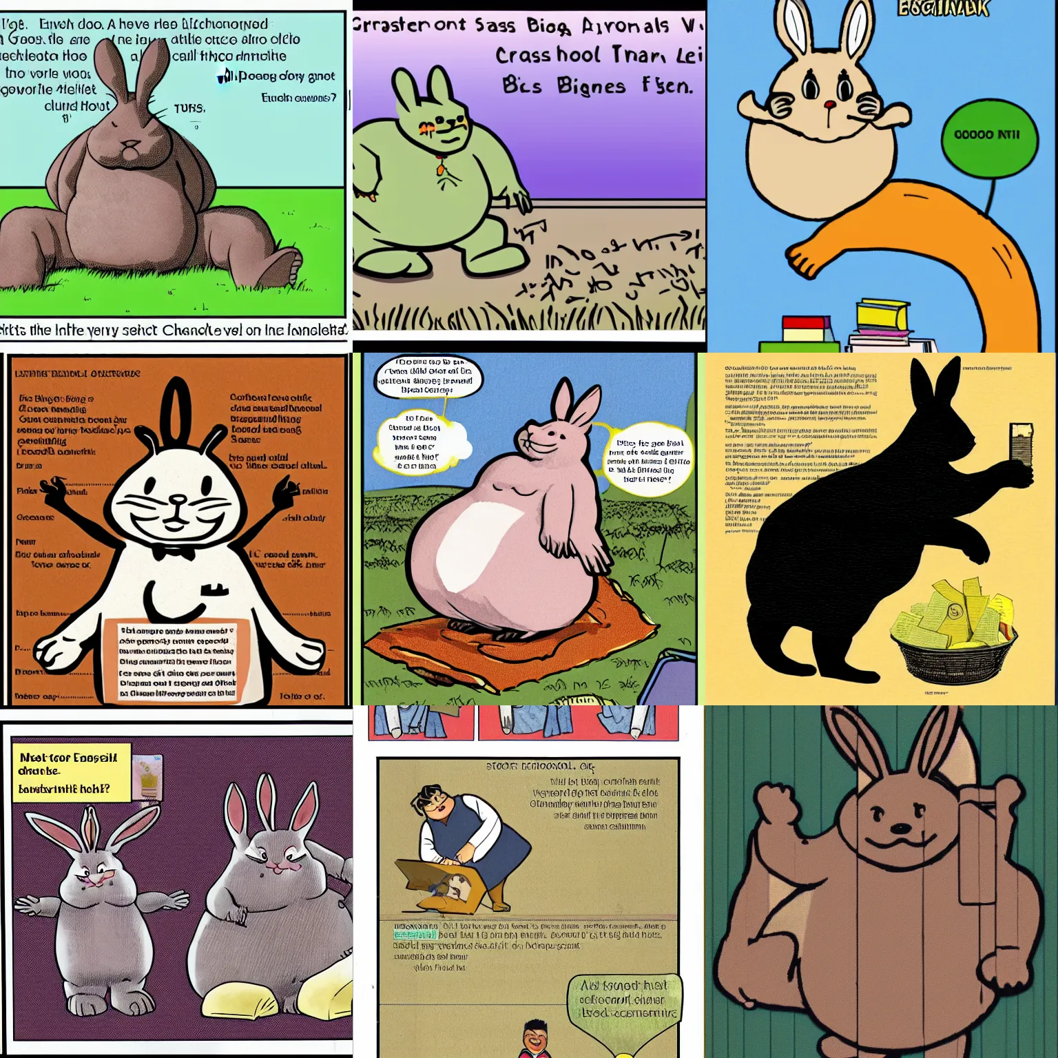 Prompt: scan of grade school textbook diagram of big chungus meme