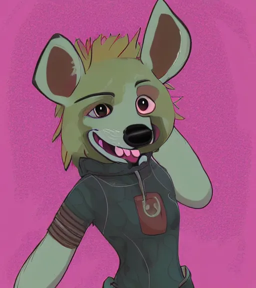 Prompt: full body digital artwork of furry female hyena, in style of zootopia, fursona, furry, furaffinity, deviantart, wearing astronaut outfit, floating in space