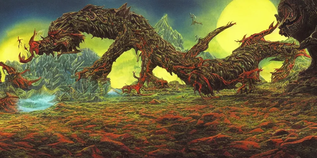 Image similar to artwork of the bloodfury point by terry oakes