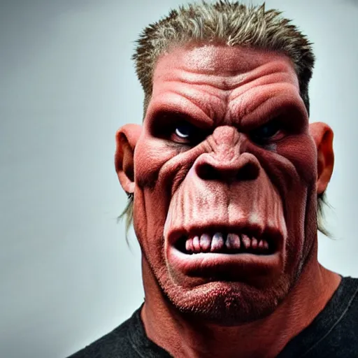 Prompt: Ron Perlman as an orc, headshot, photo